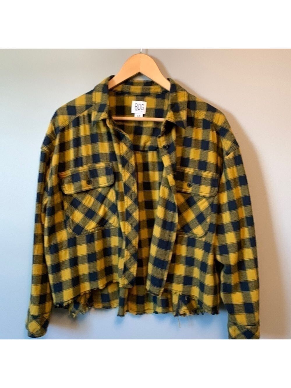 Urban Outfitters Cropped Flannel Button Down Shirt